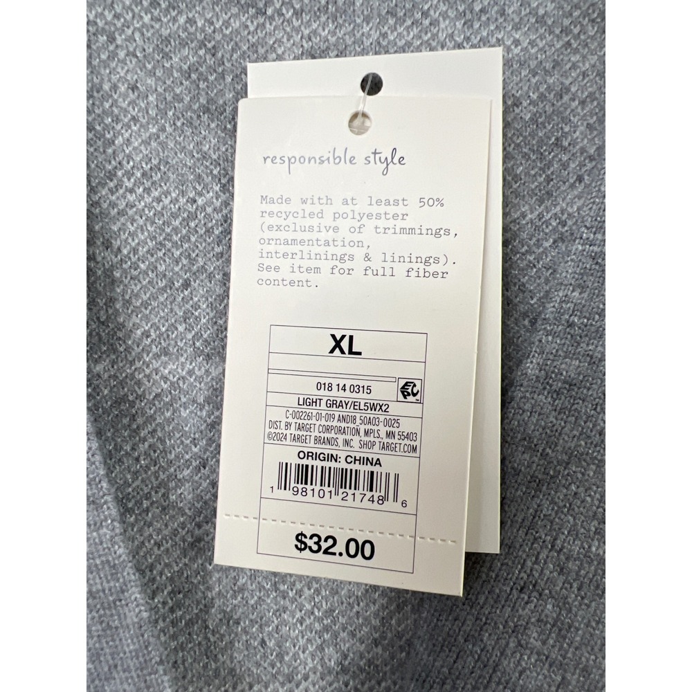 A New Day Cardigan Sweater Women XL Grey Windowpane Button Front V-Neck Pockets - Picture 5 of 11